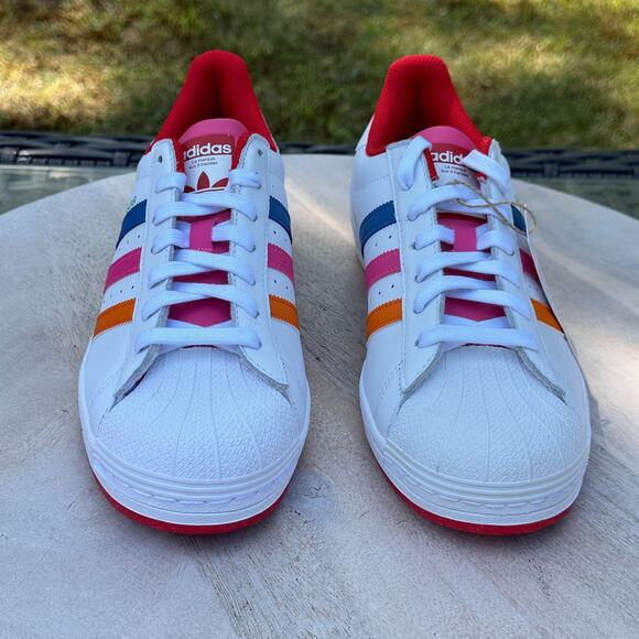 Adidas Originals Women’s Superstar Shoes White Red Navy Pink Orange ID9774 Sz 10 - Picture 14 of 14